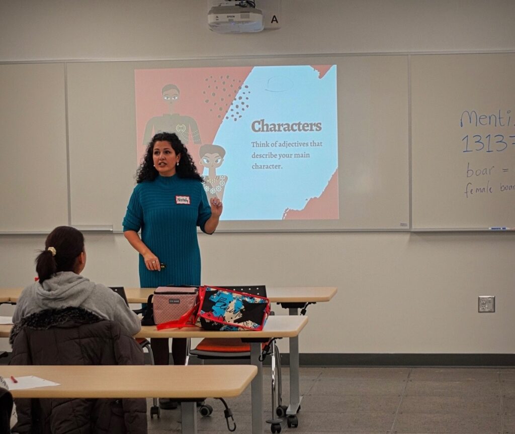 Professor Nataly Shaheen talking about the characters in our stories